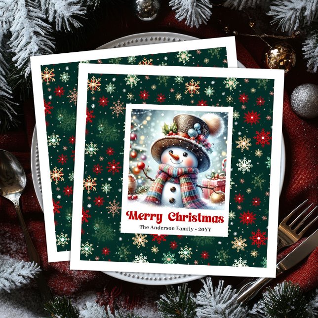 Serviette En Papier Cute Christmas Snowman Napkins Personalized Kids (Cute Christmas Snowman Napkins Personalized Watercolor Party

)