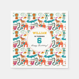 Serviette En Papier Cute Colorful Animaux Abstraits Parti Anniversaire