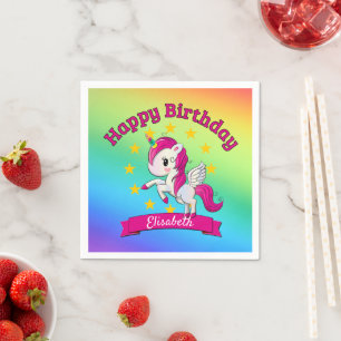 Serviette En Papier Cute Colorful Magique Unicorn Rainbow Kids Nom