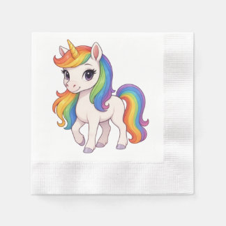 Serviette En Papier Cute, Colorful Rainbow unicorn 