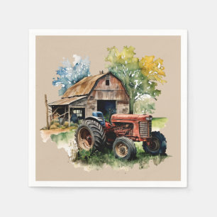 Serviette En Papier Cute Country grange et fête du tracteur