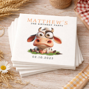 Serviette En Papier Cute Cow Farm Animaux 2e fête d'anniversaire