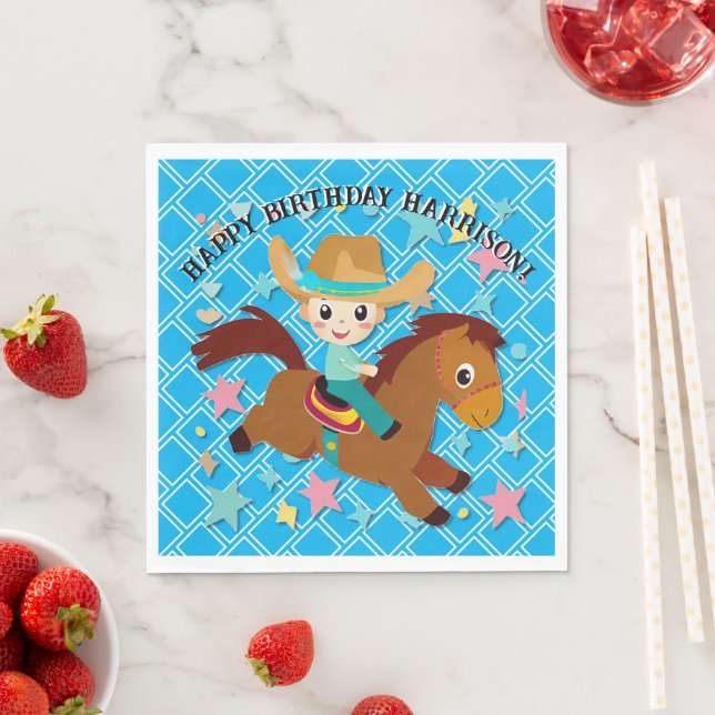 Serviette En Papier Cute Cowboy et Horse Western Anniversaire (En situation)