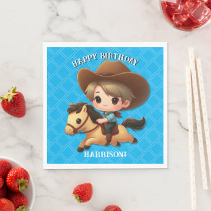 Serviette En Papier Cute Cowboy et Horse Western Anniversaire