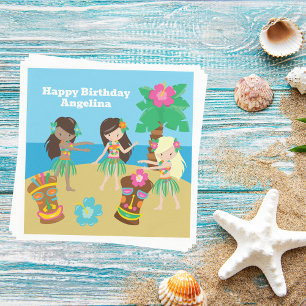Serviette En Papier Cute Custom Luau Beach Anniversaire Fête Hula Girl