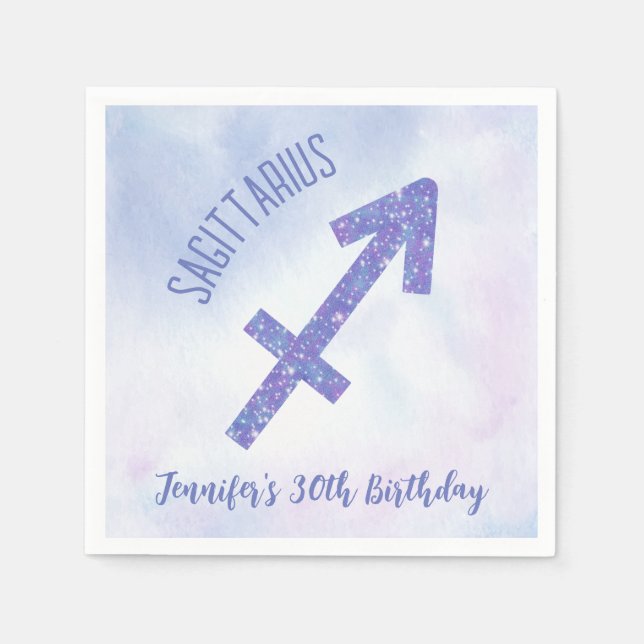 Serviette En Papier Cute Custom Sagittarius Purple Anniversaire (Devant)