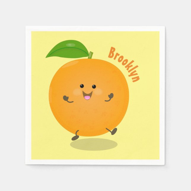 Serviette En Papier Cute dancing orange citrus fruit (Devant)