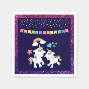 Serviette En Papier Cute Dancing Unicornes Magique Arc-en-ciel & Étoil