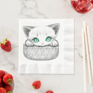 Serviette En Papier Cute de chat et pointe joueuse à partir d'une poch