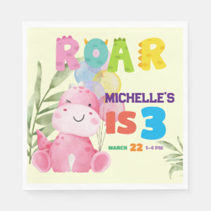 Serviette En Papier Cute Dinosaur Anniversaire Fête Enfants Dino Girls