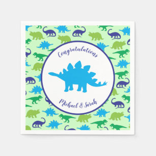 Serviette En Papier Cute Dinosaur Baby shower Dino Blue et Green Boy