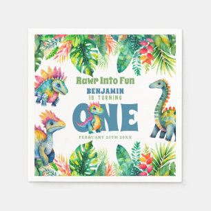 Serviette En Papier Cute Dinosaur Thème 1er Anniversaire Garçon Aquare