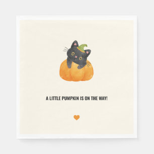 Serviette En Papier Cute drôle Petit Citrouille sur le chemin Chat Noi