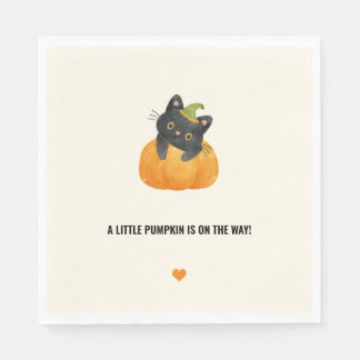 Serviette En Papier Cute drôle Petit Citrouille sur le chemin Chat Noi