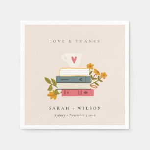 Serviette En Papier Cute Dusky Blush empilé Storybooks Mariage floral