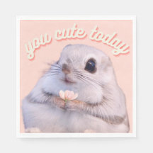 Cute écureuil velu avec fleur rose Papier Napkin