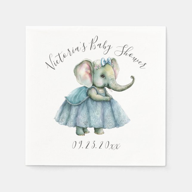 Serviette En Papier Cute Elephant Baby shower fille serviettes (Devant)