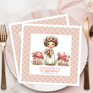 Serviette En Papier Cute Fairy Pink Floral Party Birthday Custom Name 