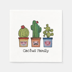 Serviette En Papier Cute Famille Cactus En Aquarelle