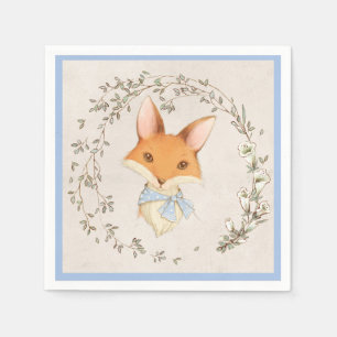 Serviette En Papier Cute Fox Blue Floral Boy