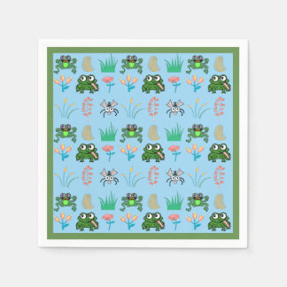 Serviette En Papier Cute Frog Cocktail Party Napkins