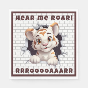 Serviette En Papier Cute Fun Tiger Cub Peeout Personnalisé Dark Brown