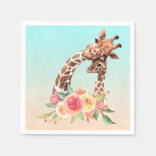 Serviette En Papier Cute Giraffe Aquarelle Maman & Bébé