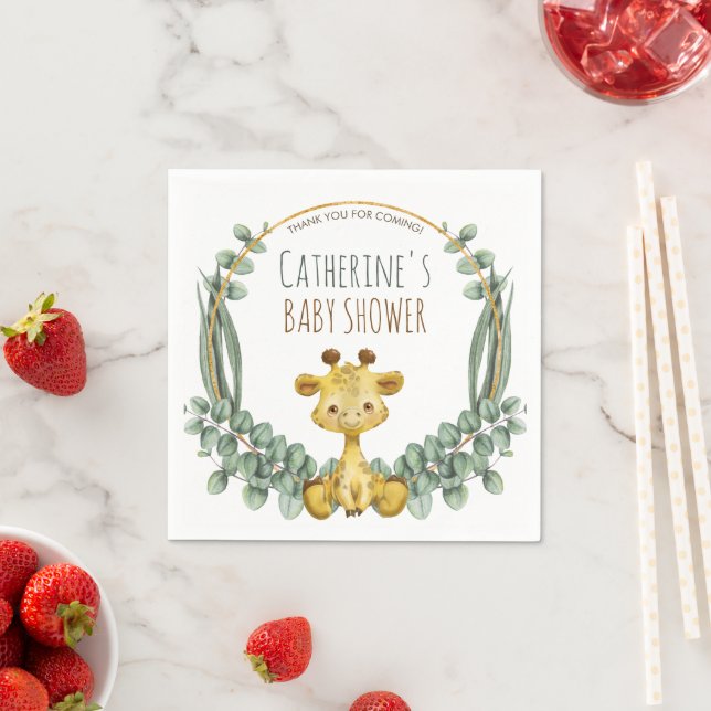 Serviette En Papier Cute Giraffe Jungle Safari Baby shower Napkins (En situation)