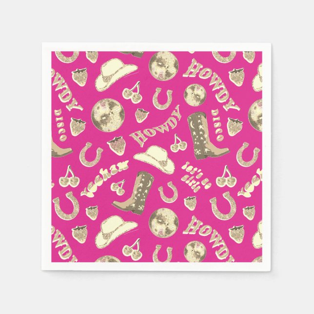 Serviette En Papier Cute Girl Hot Rose Gold Disco Cowgirl Aesthétique (Devant)