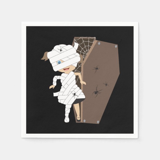 Serviette En Papier Cute Girl Mummy Coffin Halloween Design (Devant)