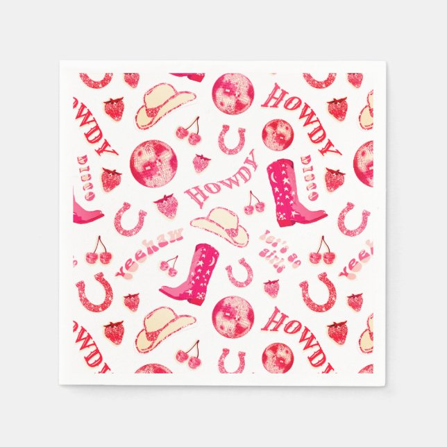 Serviette En Papier Cute Girl Rose Red Disco Cowgirl Aesthétique (Devant)