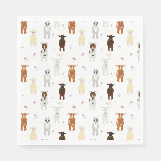Serviette En Papier Cute Goats Farm Animals (Devant)
