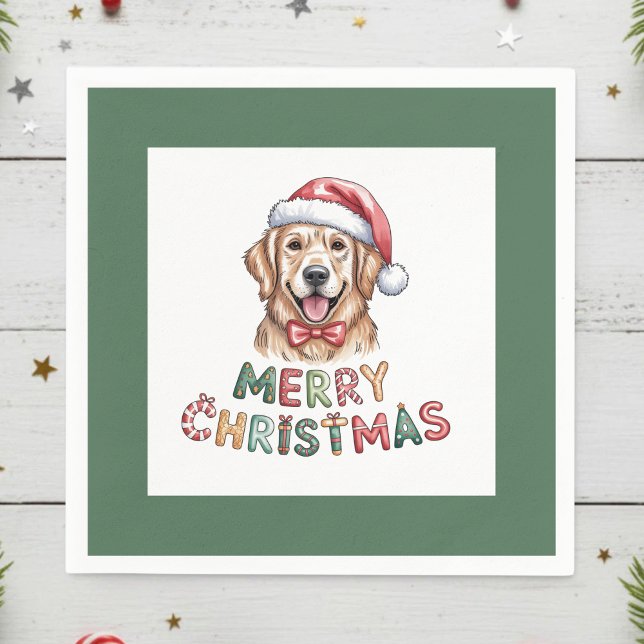 Serviette En Papier Cute Golden Retriever Dog Christmas (Créateur téléchargé)