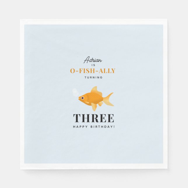 Serviette En Papier Cute Goldfish Anniversaire de enfant de natation (Devant)