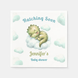 Serviette En Papier Cute Green Blue Dinosaur Baby shower moderne Garço