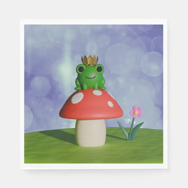 Serviette En Papier Cute grenouille caricaturale portant une couronne  (Devant)