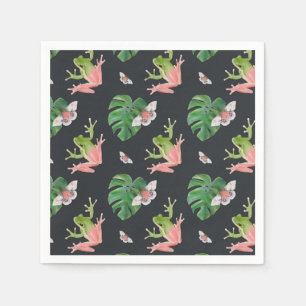 Serviette En Papier Cute grenouille tropicale et Motif papillon