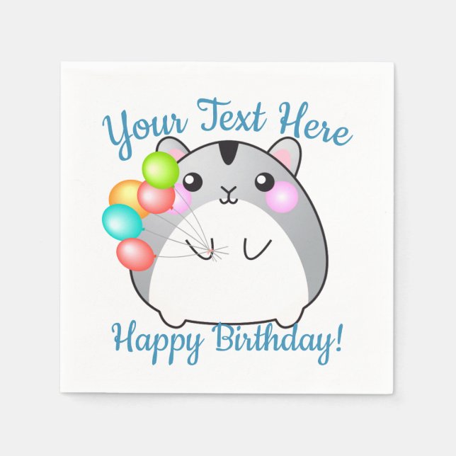 Serviette En Papier Cute Grey Kawaii Hamster (Devant)