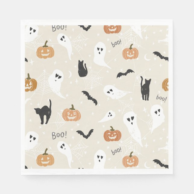 Serviette En Papier Cute Halloween serviettes et fournitures de fête (Devant)