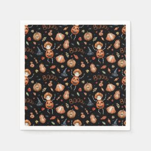 Serviette En Papier Cute Halloween Thème Citrouilles et Boos