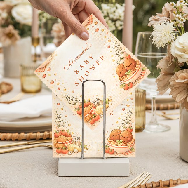 Serviette En Papier Cute Illustrated Little Meatball Baby Shower (Créateur téléchargé)