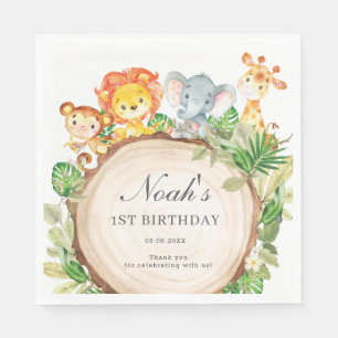 Serviette En Papier Cute Jungle Animaux Baby shower verdoyant Annivers