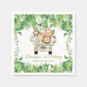 Serviette En Papier Cute Jungle Animaux Safari Aventure Voiture Annive