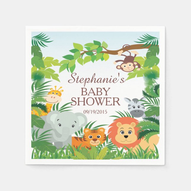 Serviette En Papier Cute Jungle Safari Animaux Baby shower serviettes (Devant)