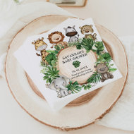 Serviette En Papier Cute Jungle Safari Animaux Tropical Greenery Baby