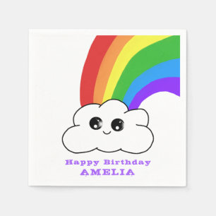 Serviette En Papier Cute Kawaii Cloud Arc-en-ciel fête d'anniversaire