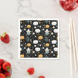 Serviette En Papier Cute Kawaii Halloween Fée et Citrouilles pastel
