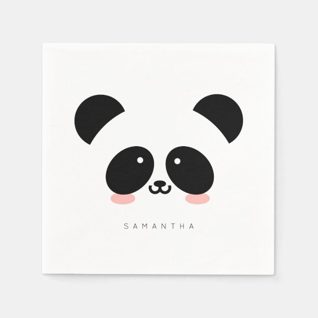 Serviette En Papier Cute Kawaii Panda | Add Your Name (Devant)
