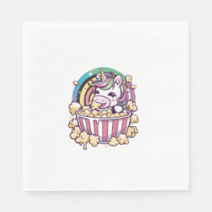 Serviette En Papier Cute kawaii unicorne avec popcorn Long Sleeve T-Sh