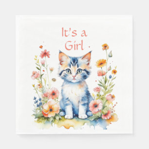 Serviette En Papier Cute Kitten Baby shower de fille à thème
